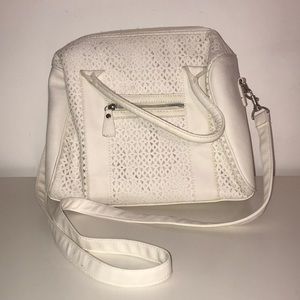 White Pleather Shoulder Bag with Strap
